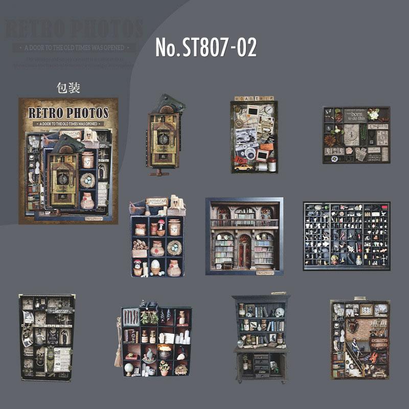 ST807 シール 家具 棚 キャビネット 本棚 アンティーク ヴィンテージ