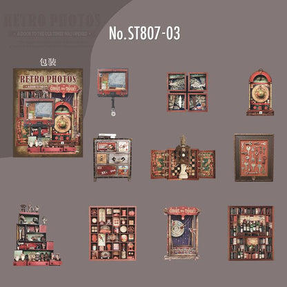 ST807 シール 家具 棚 キャビネット 本棚 アンティーク ヴィンテージ