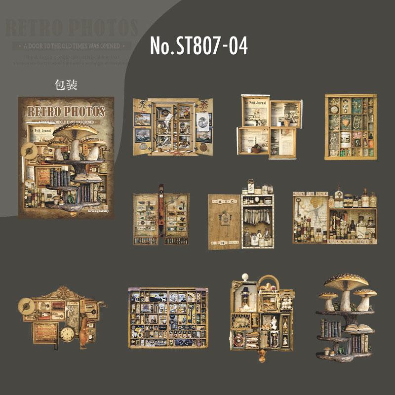 ST807 シール 家具 棚 キャビネット 本棚 アンティーク ヴィンテージ