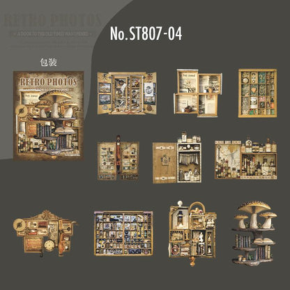 ST807 シール 家具 棚 キャビネット 本棚 アンティーク ヴィンテージ