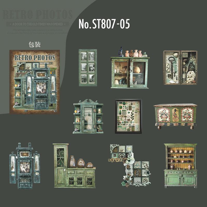 ST807 シール 家具 棚 キャビネット 本棚 アンティーク ヴィンテージ