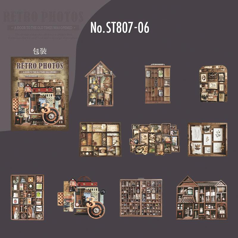 ST807 シール 家具 棚 キャビネット 本棚 アンティーク ヴィンテージ