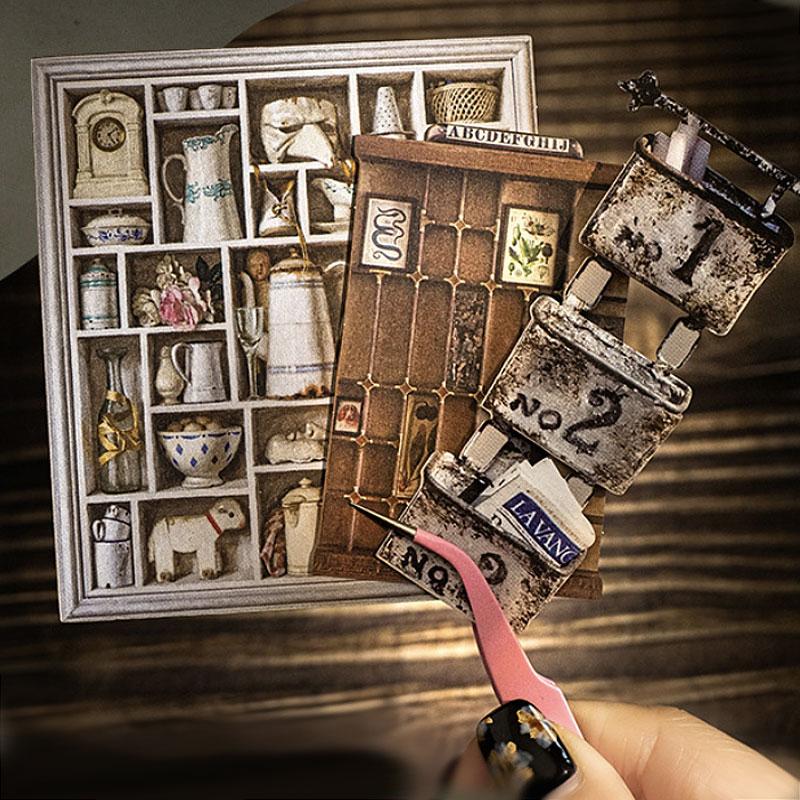 ST807 シール 家具 棚 キャビネット 本棚 アンティーク ヴィンテージ