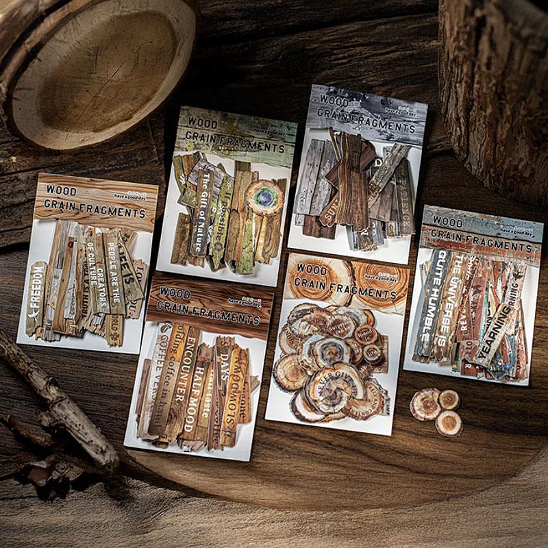 ST810 シール 木目 板 丸太 看板 フレーズ 英語 英単語