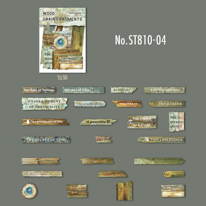 ST810 シール 木目 板 丸太 看板 フレーズ 英語 英単語