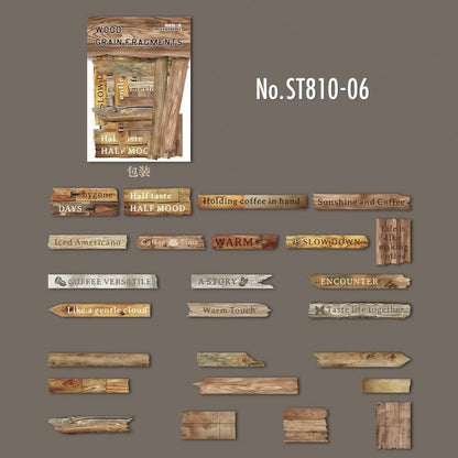 ST810 シール 木目 板 丸太 看板 フレーズ 英語 英単語