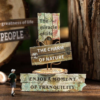 ST810 シール 木目 板 丸太 看板 フレーズ 英語 英単語