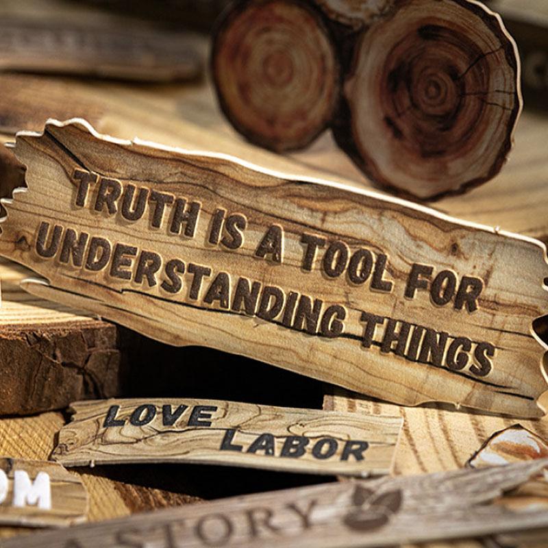 ST810 シール 木目 板 丸太 看板 フレーズ 英語 英単語