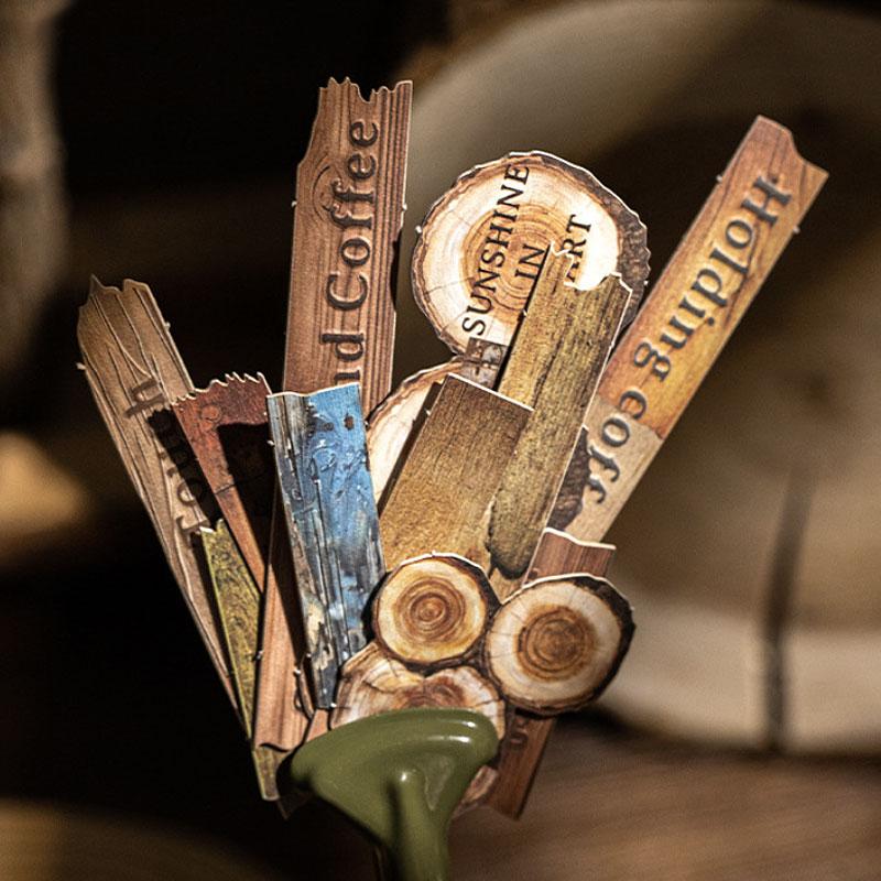 ST810 シール 木目 板 丸太 看板 フレーズ 英語 英単語