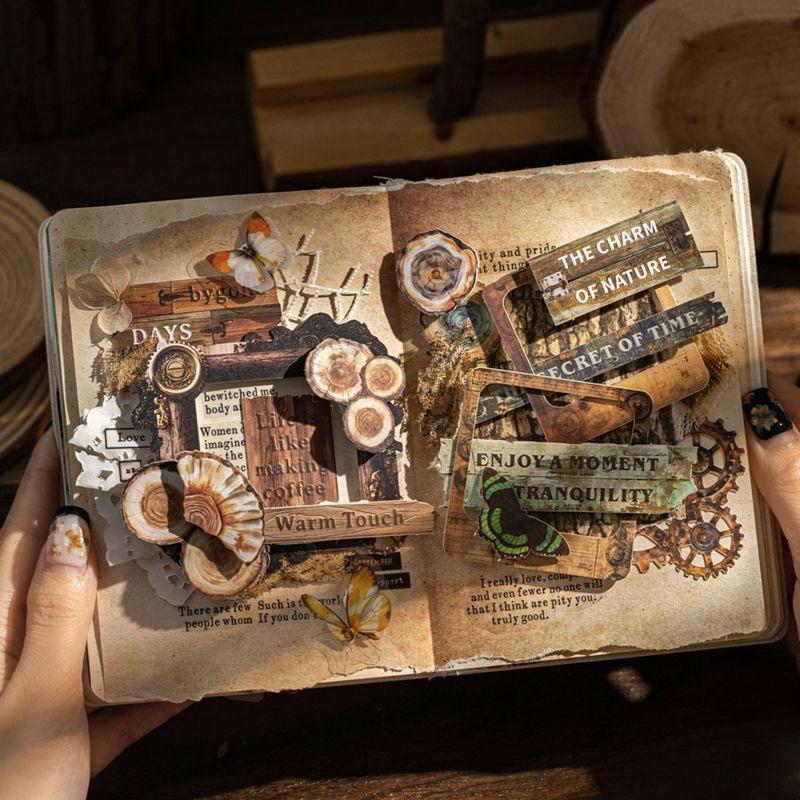 ST810 シール 木目 板 丸太 看板 フレーズ 英語 英単語