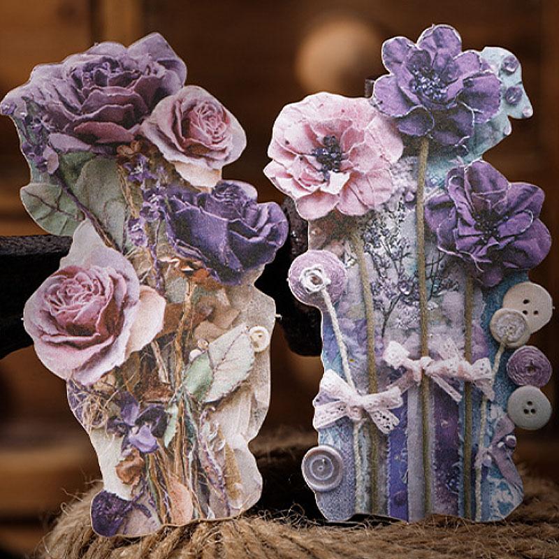 ST811 シール パッチワーク 蝶 小鳥 キノコ 花 バラ 紅葉 葉っぱ 時計 懐中時計