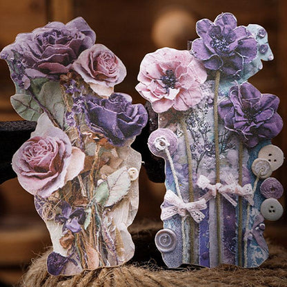 ST811 シール パッチワーク 蝶 小鳥 キノコ 花 バラ 紅葉 葉っぱ 時計 懐中時計