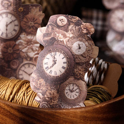 ST811 シール パッチワーク 蝶 小鳥 キノコ 花 バラ 紅葉 葉っぱ 時計 懐中時計