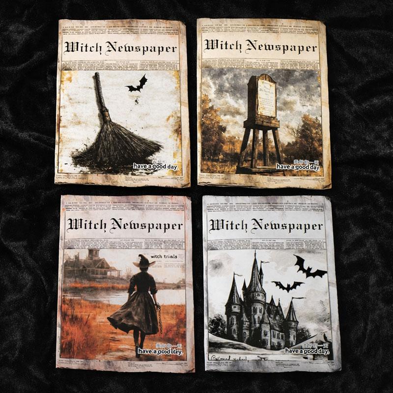 ST813 シール 魔女 お化け 幽霊 新聞 ハロウィン ニュースペーパー