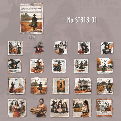 ST813 シール 魔女 お化け 幽霊 新聞 ハロウィン ニュースペーパー