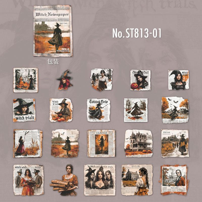 ST813 シール 魔女 お化け 幽霊 新聞 ハロウィン ニュースペーパー