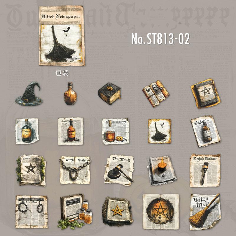 ST813 シール 魔女 お化け 幽霊 新聞 ハロウィン ニュースペーパー