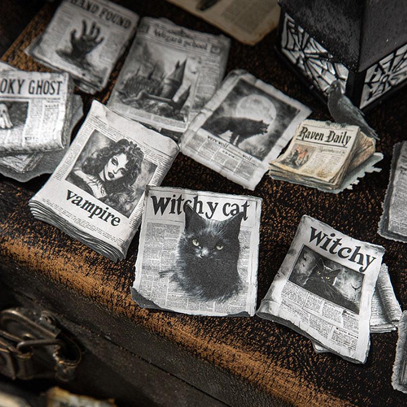 ST813 シール 魔女 お化け 幽霊 新聞 ハロウィン ニュースペーパー