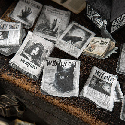 ST813 シール 魔女 お化け 幽霊 新聞 ハロウィン ニュースペーパー