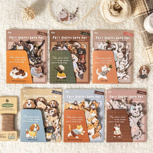 ST821 刺繍 ワッペン ネコ イヌ 猫 犬