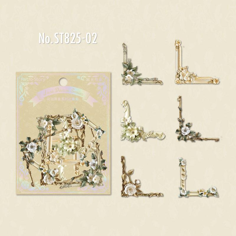 ST825｜角 コーナー 額縁 フレーム バラ 花 アクセント 装飾