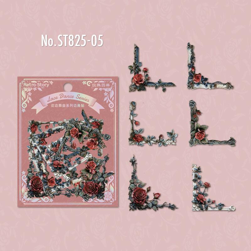 ST825｜角 コーナー 額縁 フレーム バラ 花 アクセント 装飾