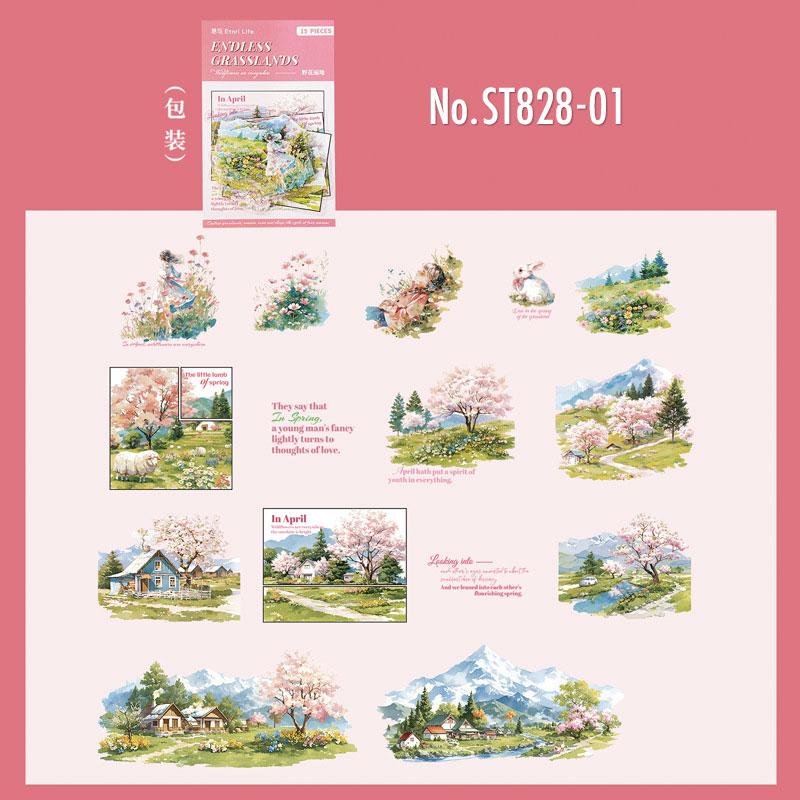 ST828｜四季 風景 自然 季節 春夏秋冬 桜 紅葉 夏山 雪山 夜空