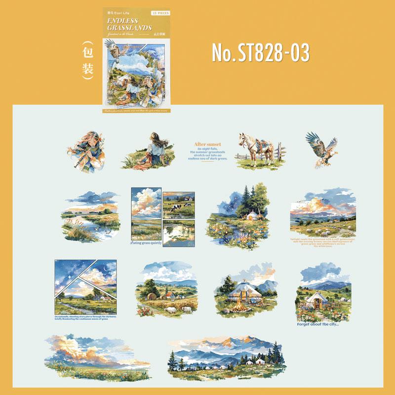 ST828｜四季 風景 自然 季節 春夏秋冬 桜 紅葉 夏山 雪山 夜空