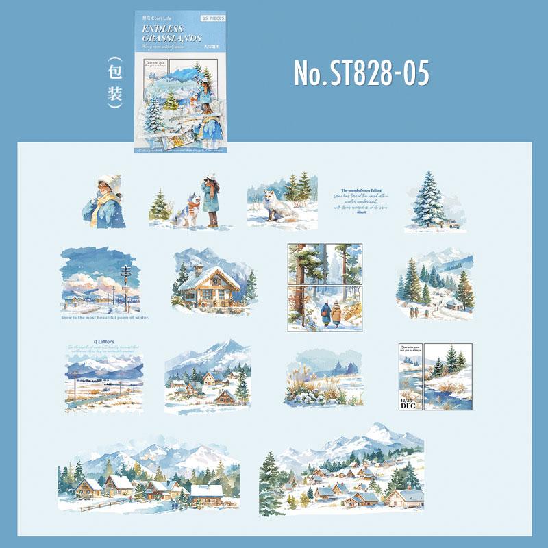 ST828｜四季 風景 自然 季節 春夏秋冬 桜 紅葉 夏山 雪山 夜空