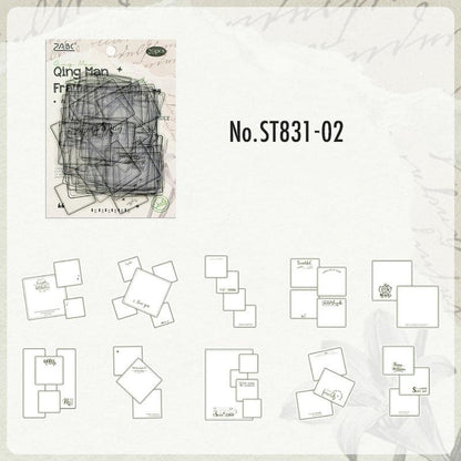 ST831 フレーム 透明 ラベル 枠 額縁 ノート 丸 三角 四角 コラージュ素材 コラージュ シール ステッカー 紙もの 手帳 日記 海外 紙モノ 紙物