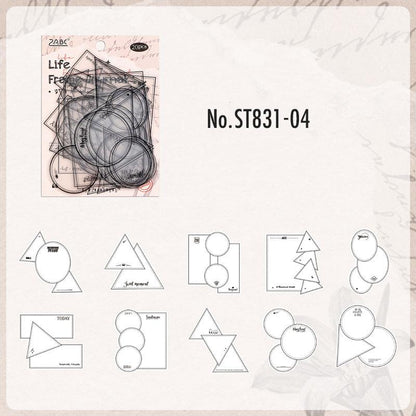 ST831 フレーム 透明 ラベル 枠 額縁 ノート 丸 三角 四角 コラージュ素材 コラージュ シール ステッカー 紙もの 手帳 日記 海外 紙モノ 紙物