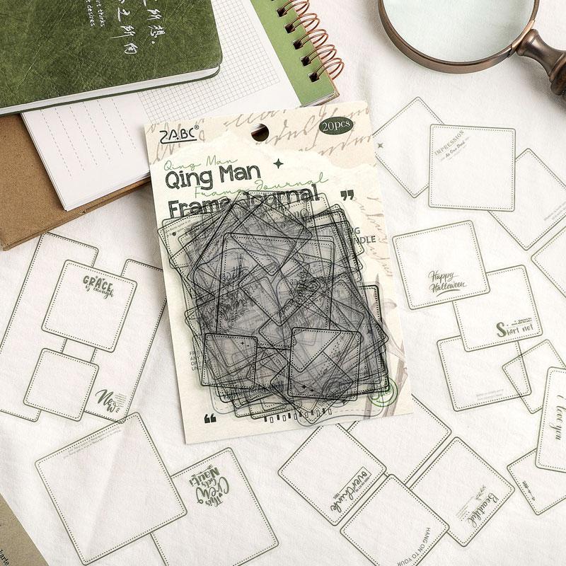 ST831 フレーム 透明 ラベル 枠 額縁 ノート 丸 三角 四角 コラージュ素材 コラージュ シール ステッカー 紙もの 手帳 日記 海外 紙モノ 紙物