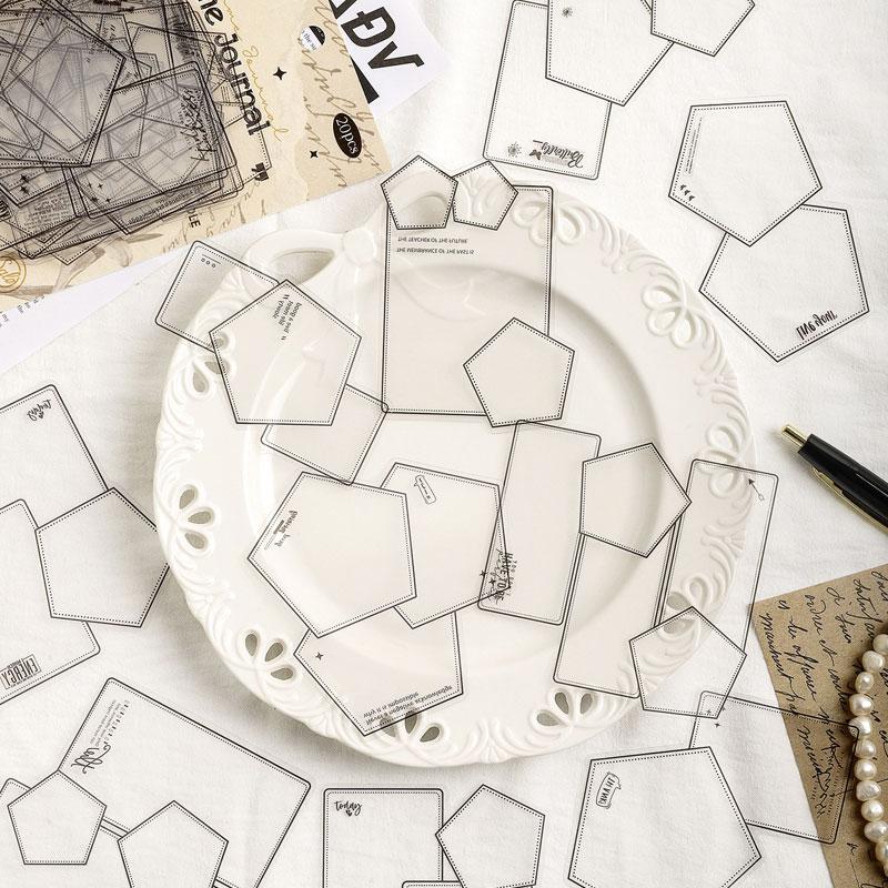 ST831 フレーム 透明 ラベル 枠 額縁 ノート 丸 三角 四角 コラージュ素材 コラージュ シール ステッカー 紙もの 手帳 日記 海外 紙モノ 紙物