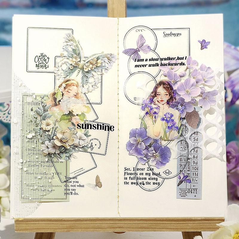 ST831 フレーム 透明 ラベル 枠 額縁 ノート 丸 三角 四角 コラージュ素材 コラージュ シール ステッカー 紙もの 手帳 日記 海外 紙モノ 紙物