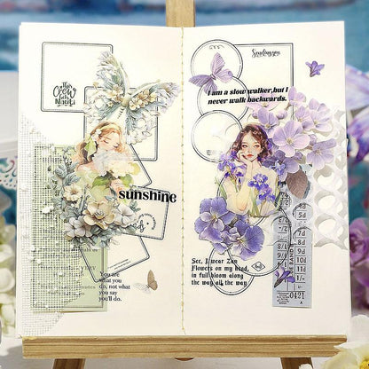 ST831 フレーム 透明 ラベル 枠 額縁 ノート 丸 三角 四角 コラージュ素材 コラージュ シール ステッカー 紙もの 手帳 日記 海外 紙モノ 紙物