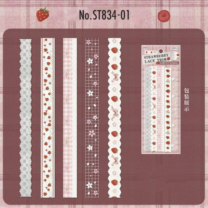 ST834 リボン レース ロングステッカー 装飾 アクセント 飾り コラージュ素材 コラージュ シール ステッカー 紙もの 手帳 日記 海外 紙モノ 紙物