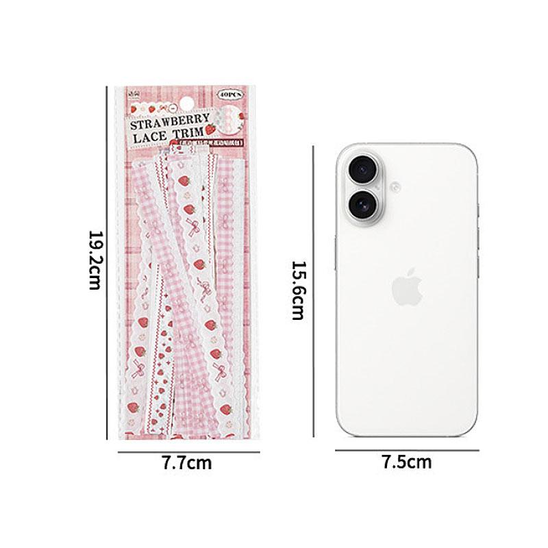 ST834 リボン レース ロングステッカー 装飾 アクセント 飾り コラージュ素材 コラージュ シール ステッカー 紙もの 手帳 日記 海外 紙モノ 紙物