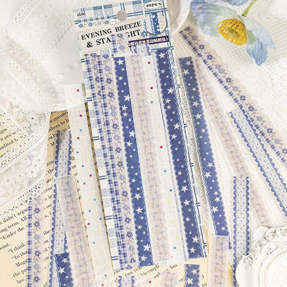 ST834 リボン レース ロングステッカー 装飾 アクセント 飾り コラージュ素材 コラージュ シール ステッカー 紙もの 手帳 日記 海外 紙モノ 紙物