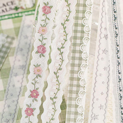 ST834 リボン レース ロングステッカー 装飾 アクセント 飾り コラージュ素材 コラージュ シール ステッカー 紙もの 手帳 日記 海外 紙モノ 紙物