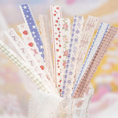 ST834 リボン レース ロングステッカー 装飾 アクセント 飾り コラージュ素材 コラージュ シール ステッカー 紙もの 手帳 日記 海外 紙モノ 紙物