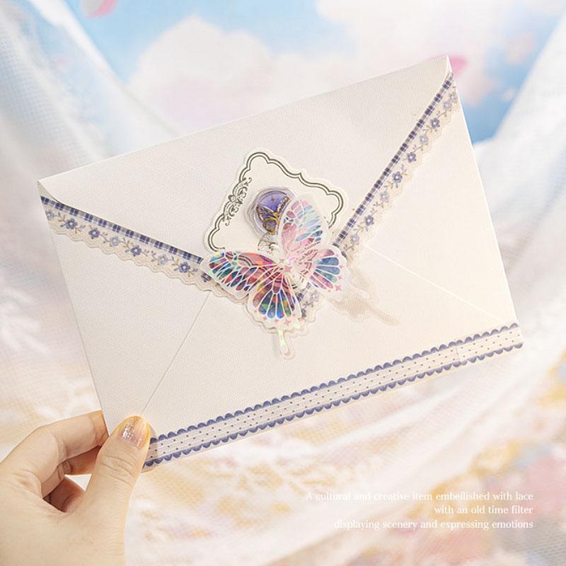 ST834 リボン レース ロングステッカー 装飾 アクセント 飾り コラージュ素材 コラージュ シール ステッカー 紙もの 手帳 日記 海外 紙モノ 紙物