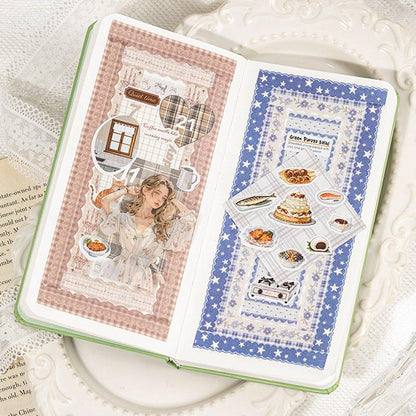 ST834 リボン レース ロングステッカー 装飾 アクセント 飾り コラージュ素材 コラージュ シール ステッカー 紙もの 手帳 日記 海外 紙モノ 紙物