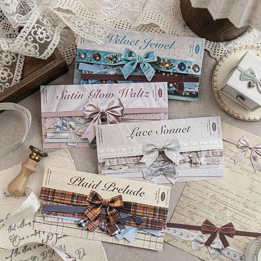 ST835 リボン 装飾 アクセント ラッピング 蝶結び 飾り コラージュ素材 コラージュ シール ステッカー 紙もの 手帳 日記 海外 紙モノ 紙物