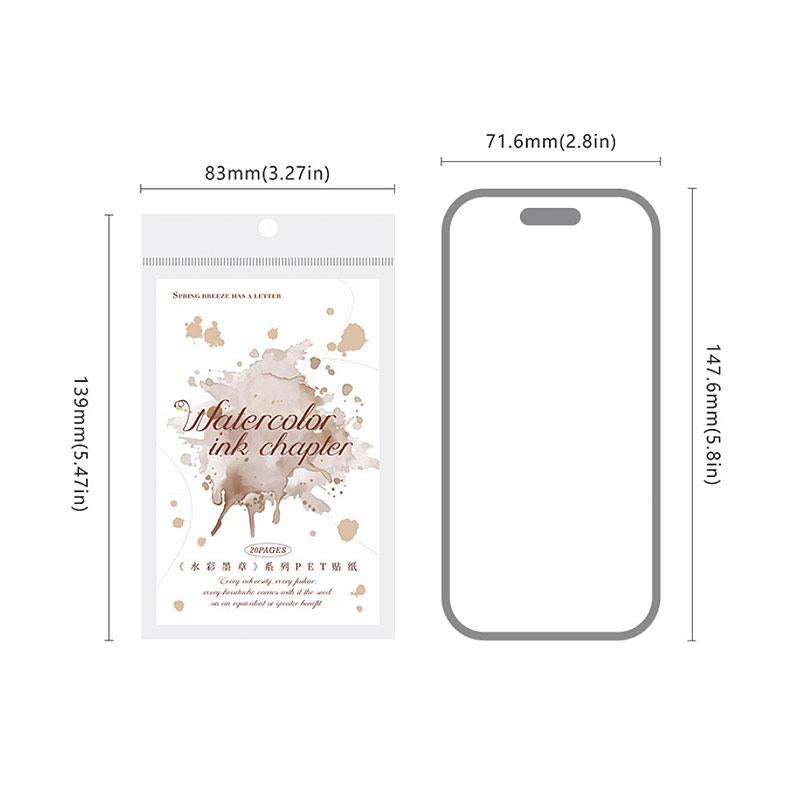 ST836 水彩 滲み インク 染み 装飾 アクセント 飾り 英語 フレーズ コラージュ素材 コラージュ シール ステッカー 紙もの 手帳 日記 海外 紙モノ 紙物