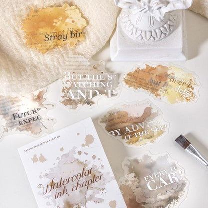 ST836 水彩 滲み インク 染み 装飾 アクセント 飾り 英語 フレーズ コラージュ素材 コラージュ シール ステッカー 紙もの 手帳 日記 海外 紙モノ 紙物