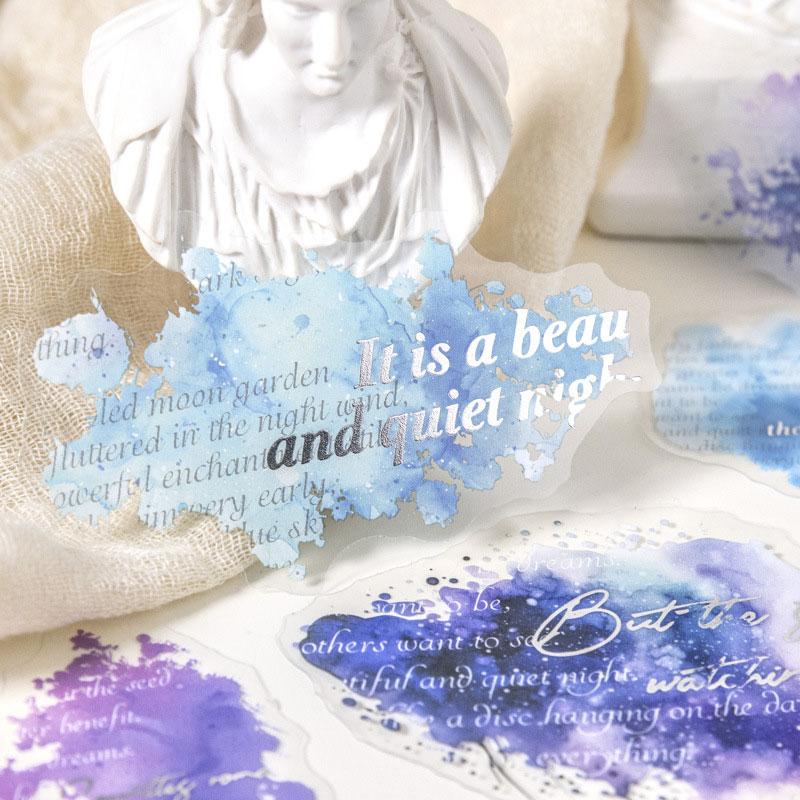 ST836 水彩 滲み インク 染み 装飾 アクセント 飾り 英語 フレーズ コラージュ素材 コラージュ シール ステッカー 紙もの 手帳 日記 海外 紙モノ 紙物