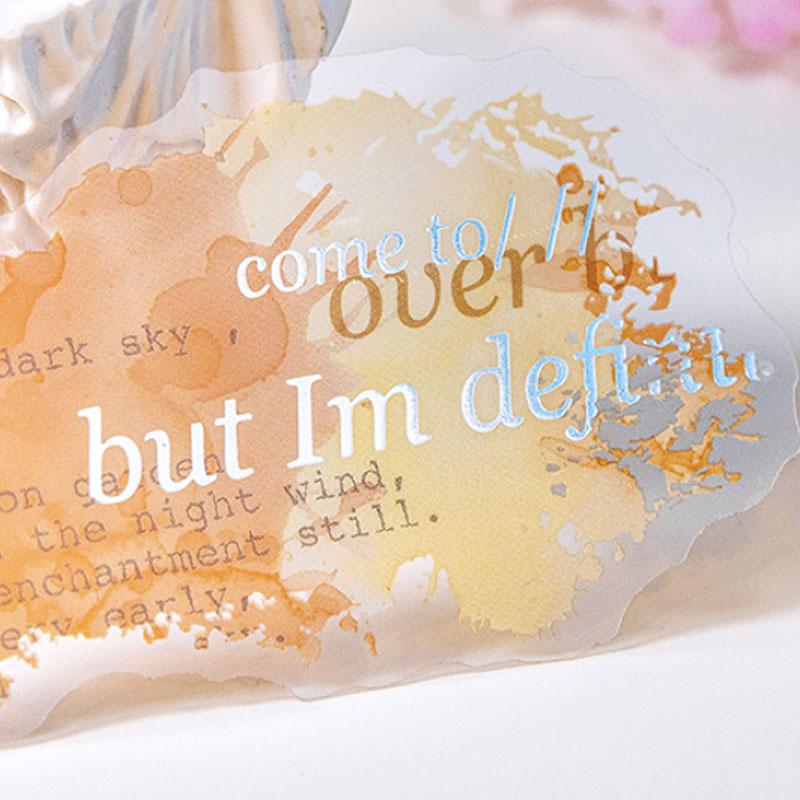 ST836 水彩 滲み インク 染み 装飾 アクセント 飾り 英語 フレーズ コラージュ素材 コラージュ シール ステッカー 紙もの 手帳 日記 海外 紙モノ 紙物