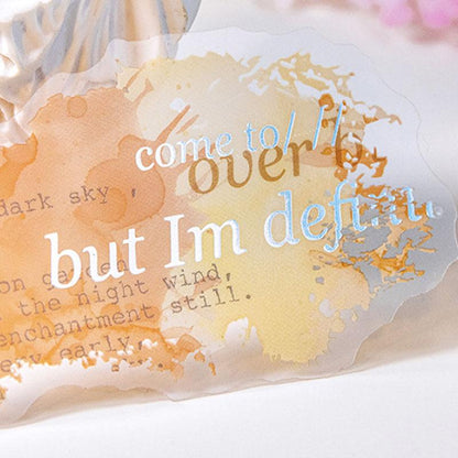 ST836 水彩 滲み インク 染み 装飾 アクセント 飾り 英語 フレーズ コラージュ素材 コラージュ シール ステッカー 紙もの 手帳 日記 海外 紙モノ 紙物