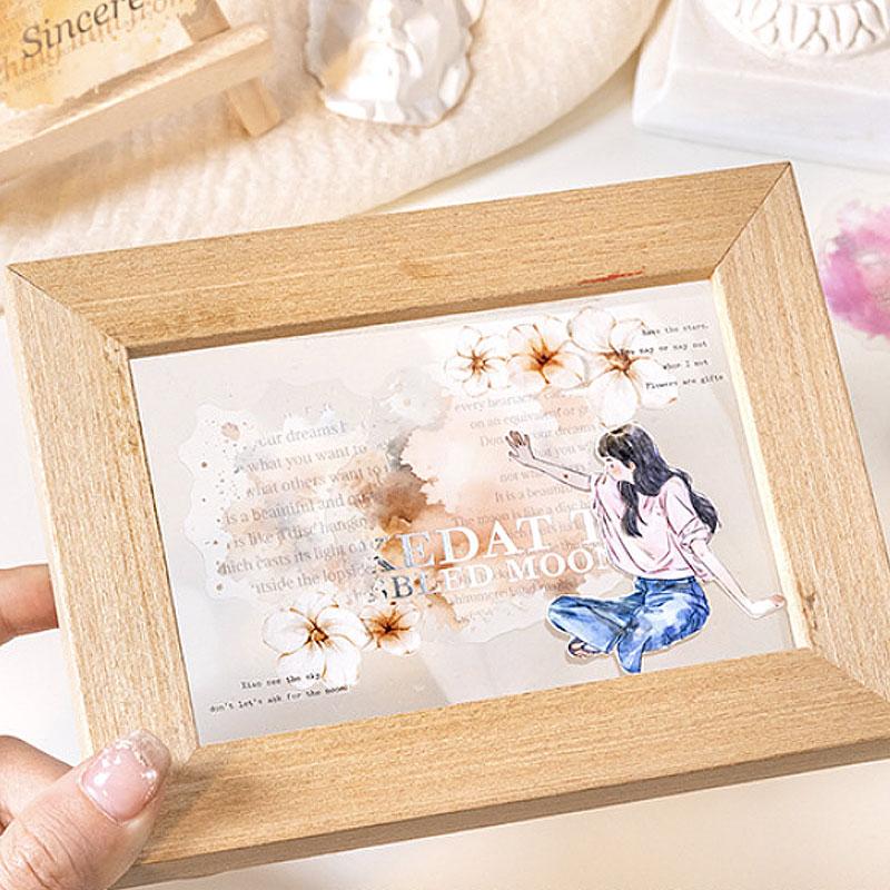 ST836 水彩 滲み インク 染み 装飾 アクセント 飾り 英語 フレーズ コラージュ素材 コラージュ シール ステッカー 紙もの 手帳 日記 海外 紙モノ 紙物