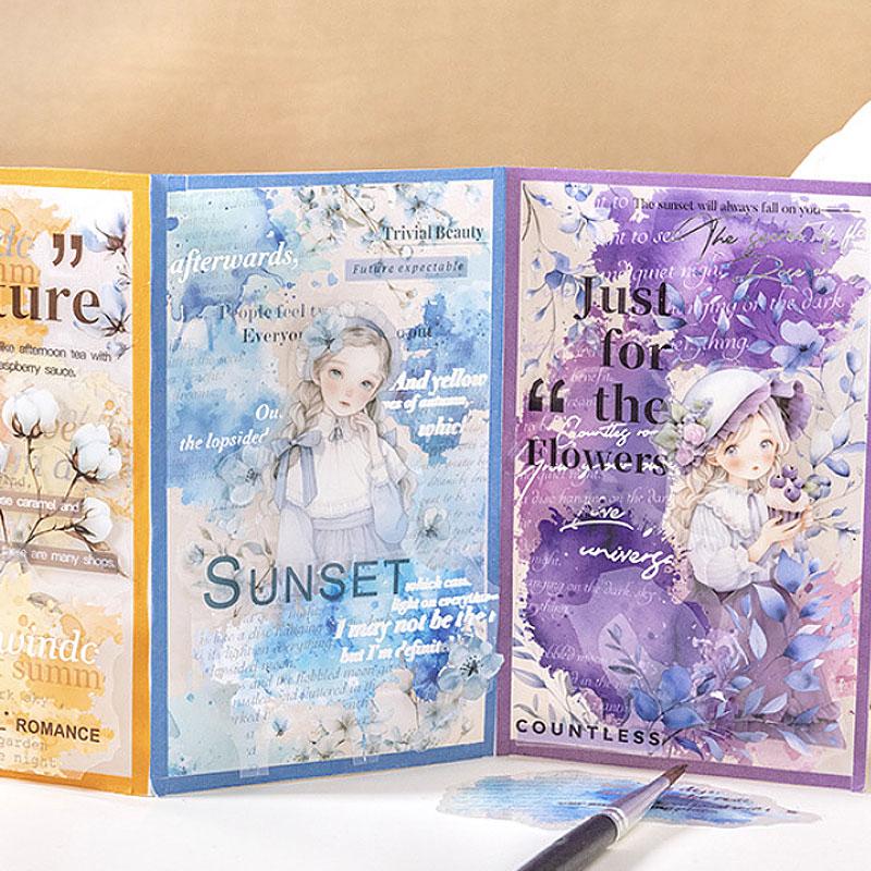 ST836 水彩 滲み インク 染み 装飾 アクセント 飾り 英語 フレーズ コラージュ素材 コラージュ シール ステッカー 紙もの 手帳 日記 海外 紙モノ 紙物